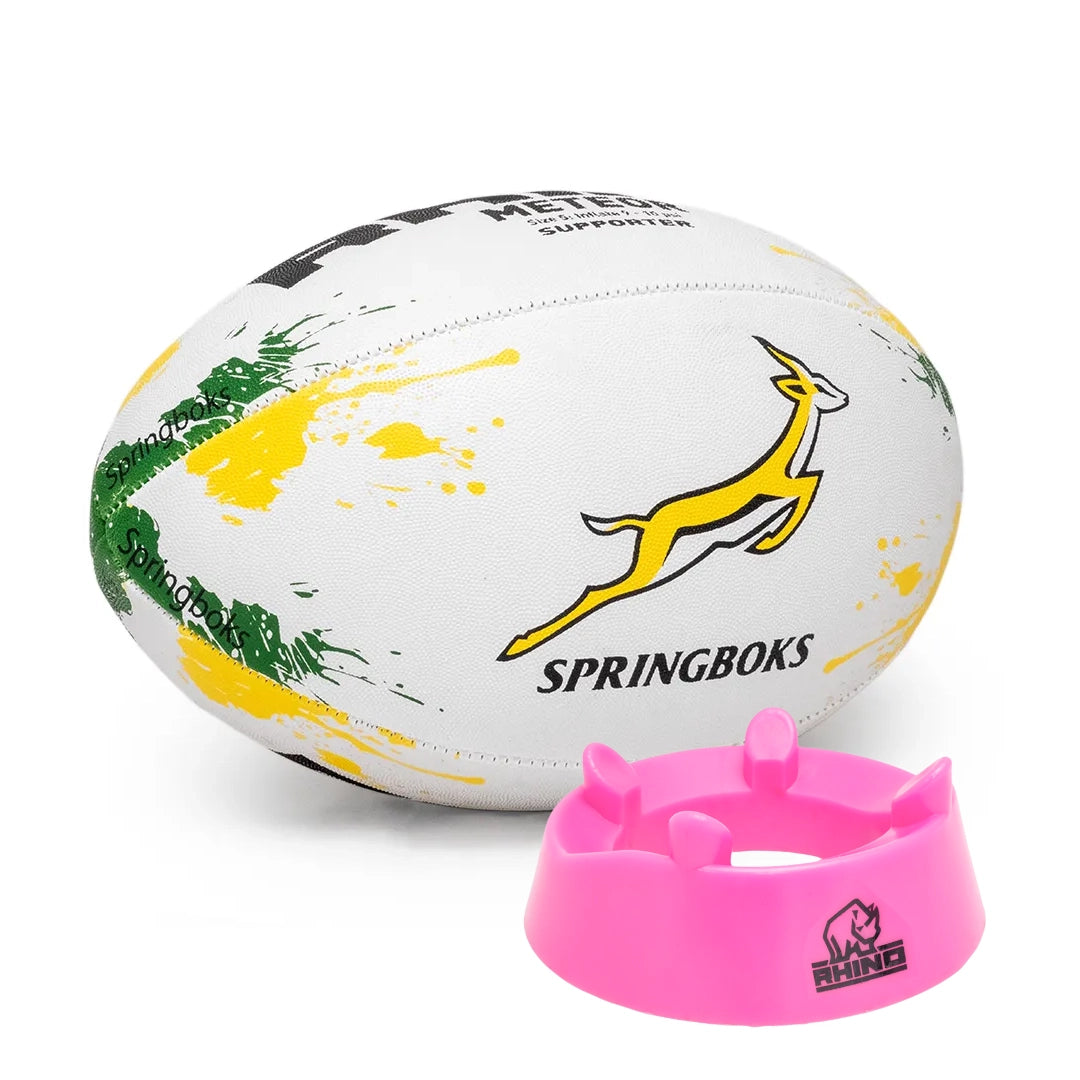 Springboks Meteor Rugby Ball and Club Kicking Tee