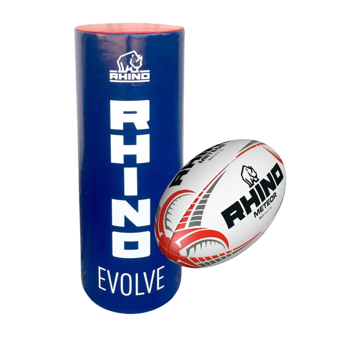 Evolve Tackle Bag and Meteor Match Rugby Ball Bundle