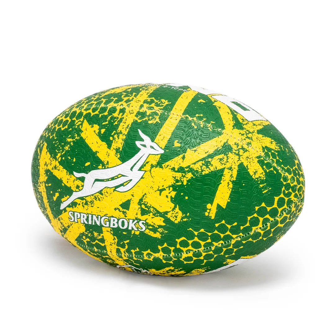 Rhino Springbok graffiti green rugby ball