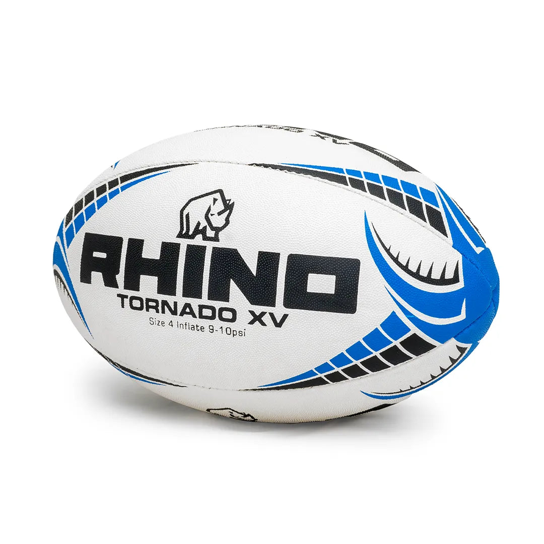 Rhino Tornado XV  size 4 blue rugby ball