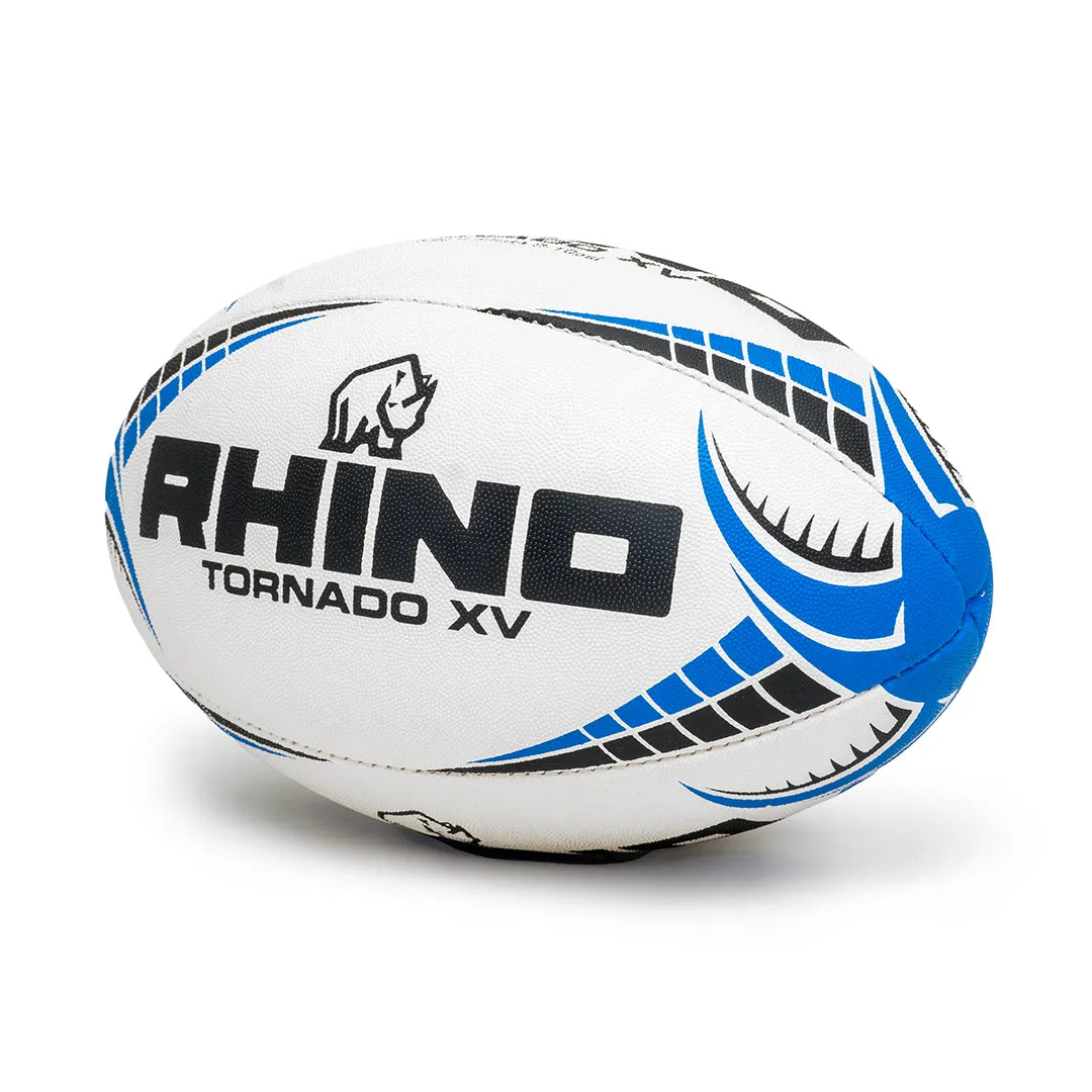 Rhino Tornado XV  size 4 blue rugby ball