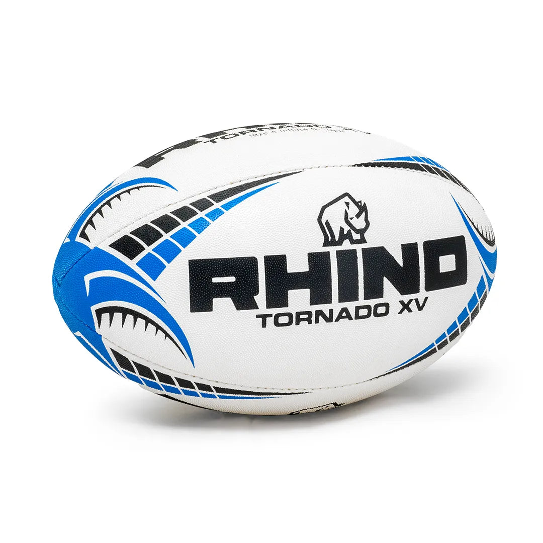 Rhino Tornado XV  size 4 blue rugby ball