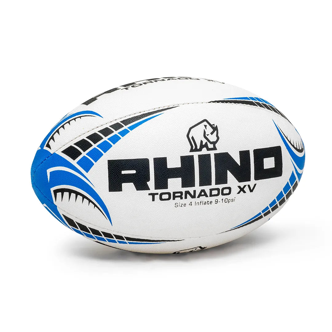 Rhino Tornado XV size 4 blue rugby ball