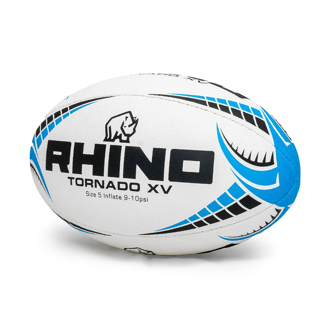 Rhino Torando XV  size 5 light blue rugby ball