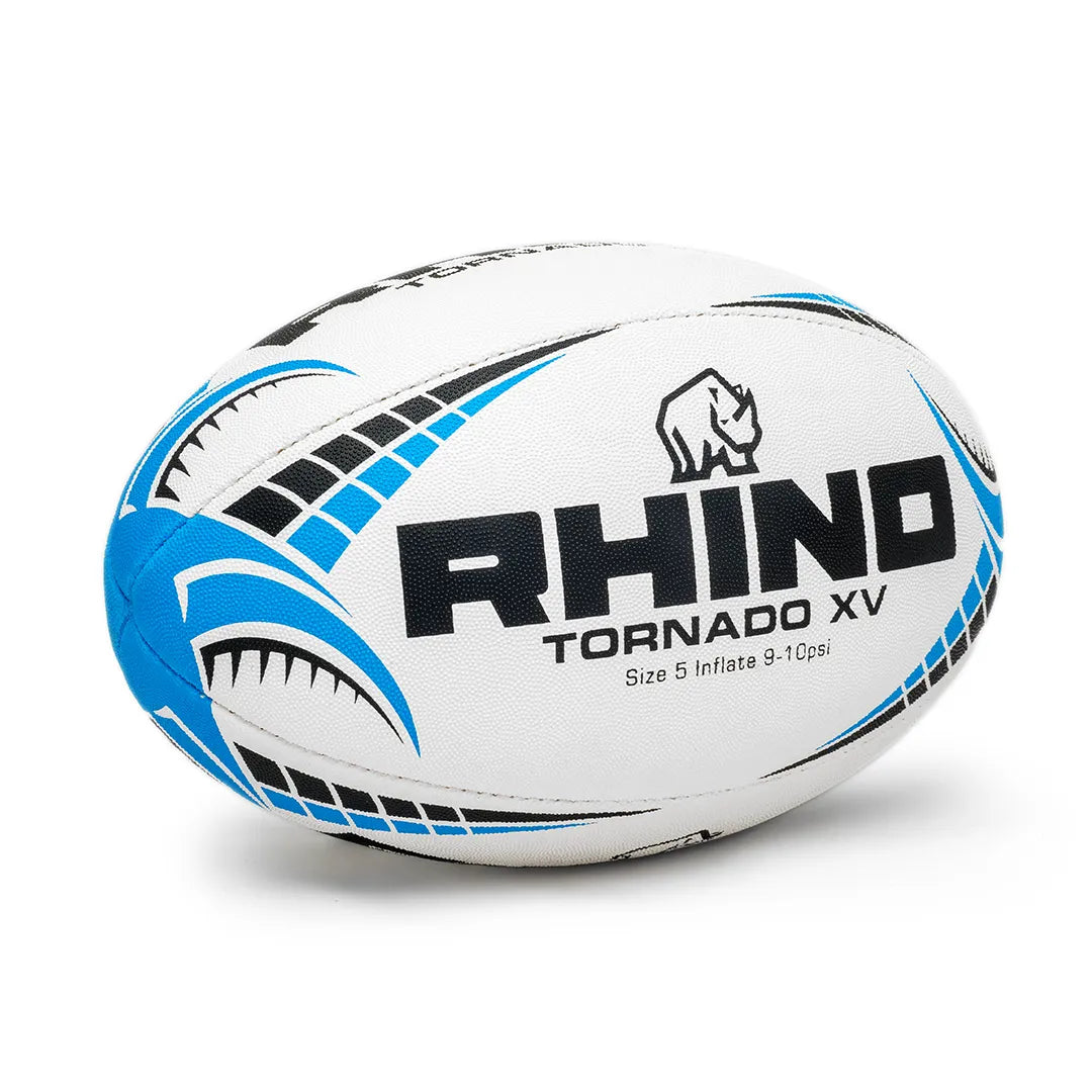 Rhino Tornado XV size 5 light blue rugby ball