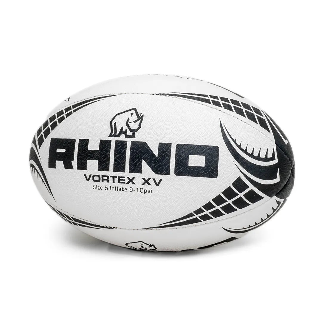 Rhino Vortex XV size 5 black rugby ball