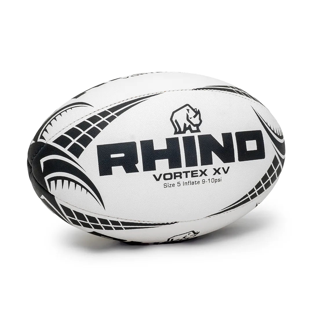 Rhino Vortex XV size 5 black rugby ball