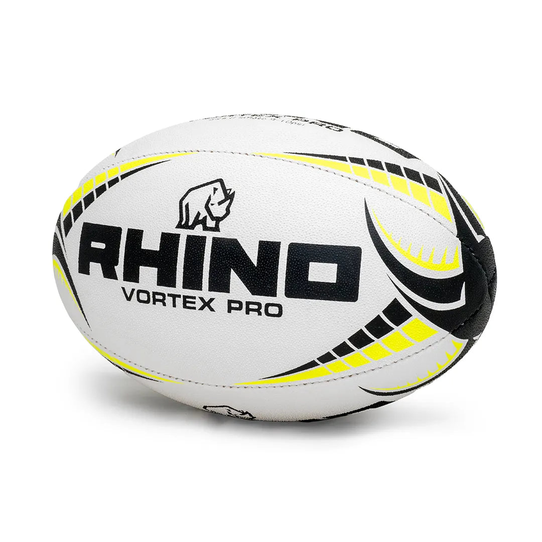 Rhino Vortex pro size 5 black & yellow rugby ball