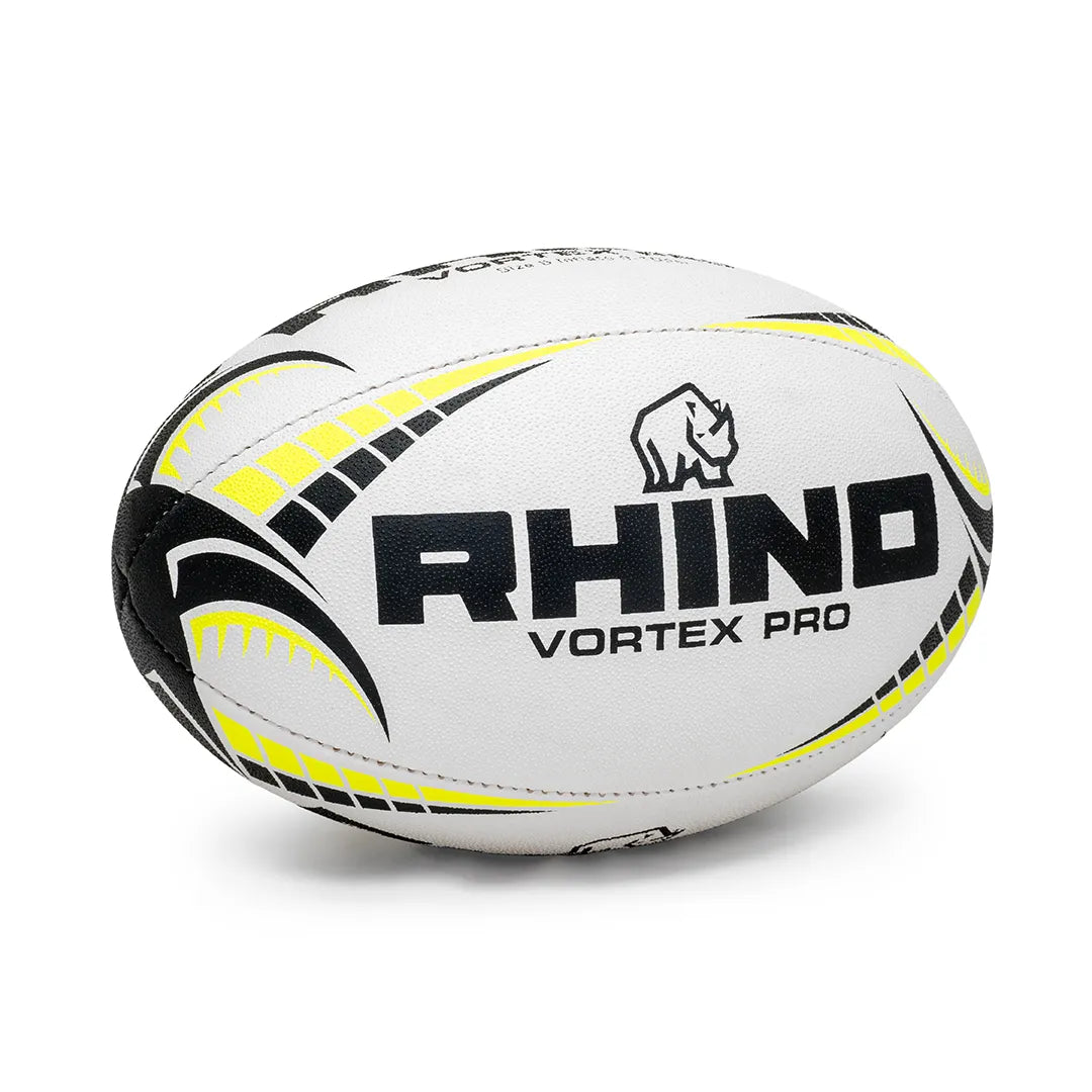 Rhino Vortex pro size 5 black & yellow rugby ball