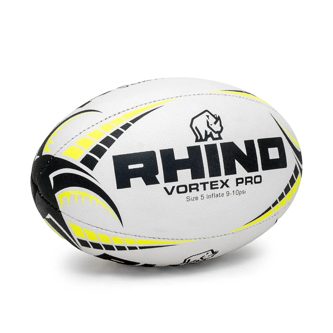 Rhino Vortex pro size 5 black & yellow rugby ball